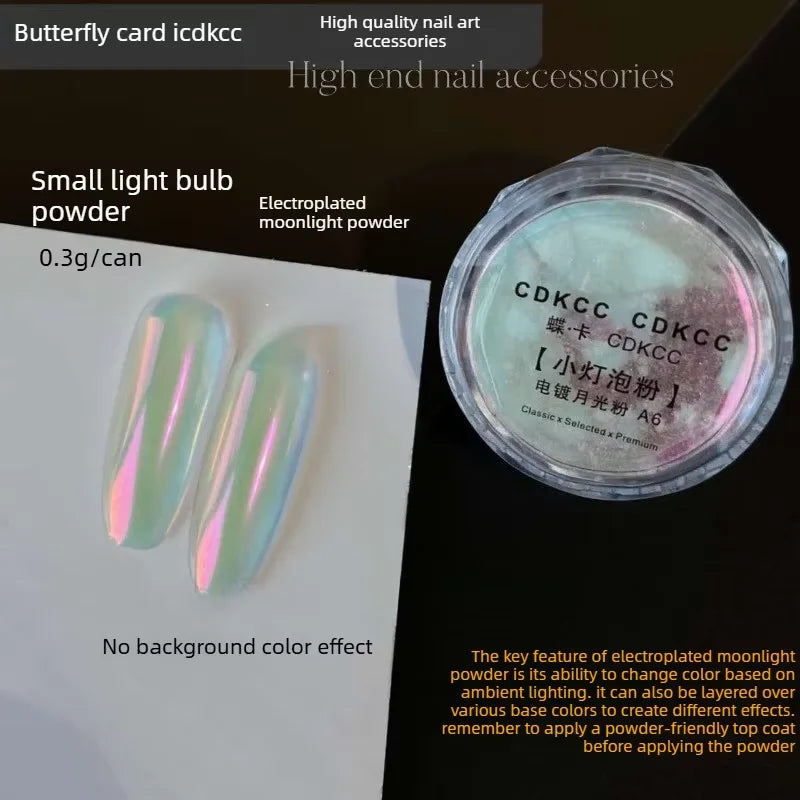 High-Transparency Moonlight Chrome Nail Powder – Icy Aurora Mirror Pigment for Nail Art