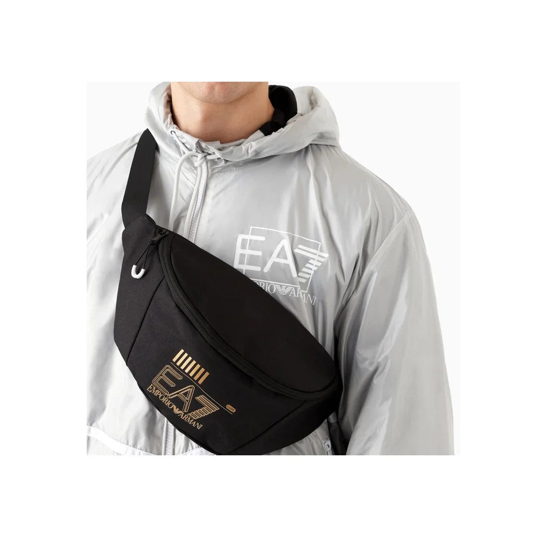 EA7 Emporio Armani Core Graphic Bum Bag – Sporty Crossbody Waist Pack & Fanny Pack in Black