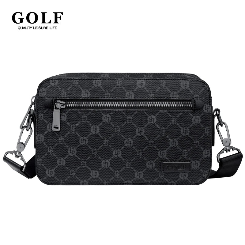 GOLF Men's Monogram Leather Crossbody Bag – Luxury Geometric Messenger Bag & Urban Camera Bag for Men