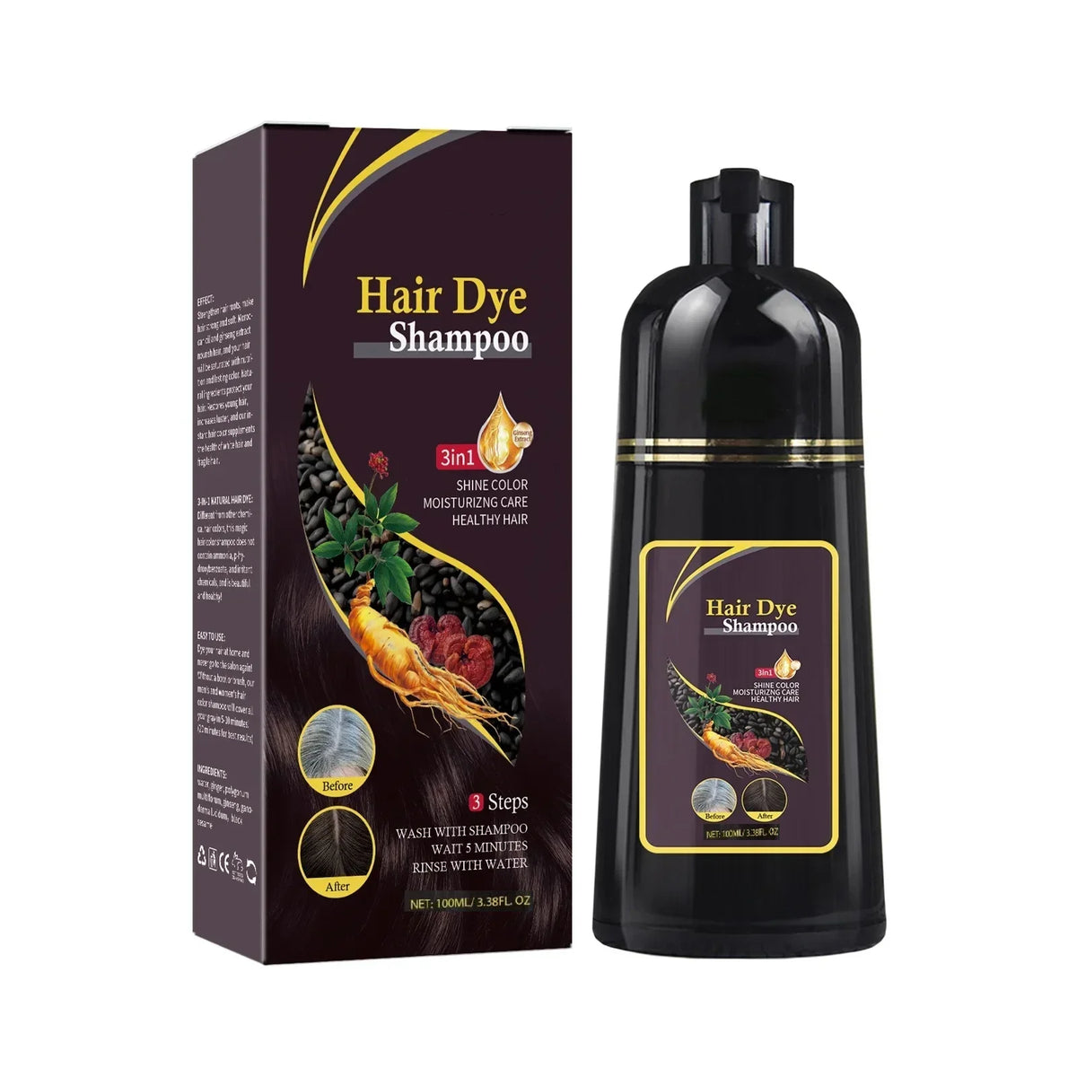 NOVA HAIR 200ml Herbal Hair Colouring Shampoo – Instant Gray Hair Coverage & Natural Shine