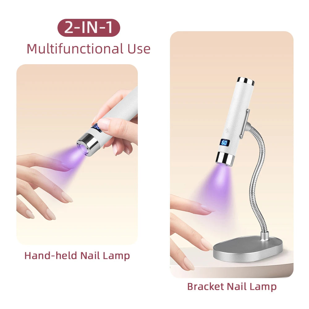 2-in-1 Handheld & Gooseneck Desktop Rechargeable Intelligent UV/LED Nail Lamp – 800mAh Battery, Smart Sensor, Digital Timer