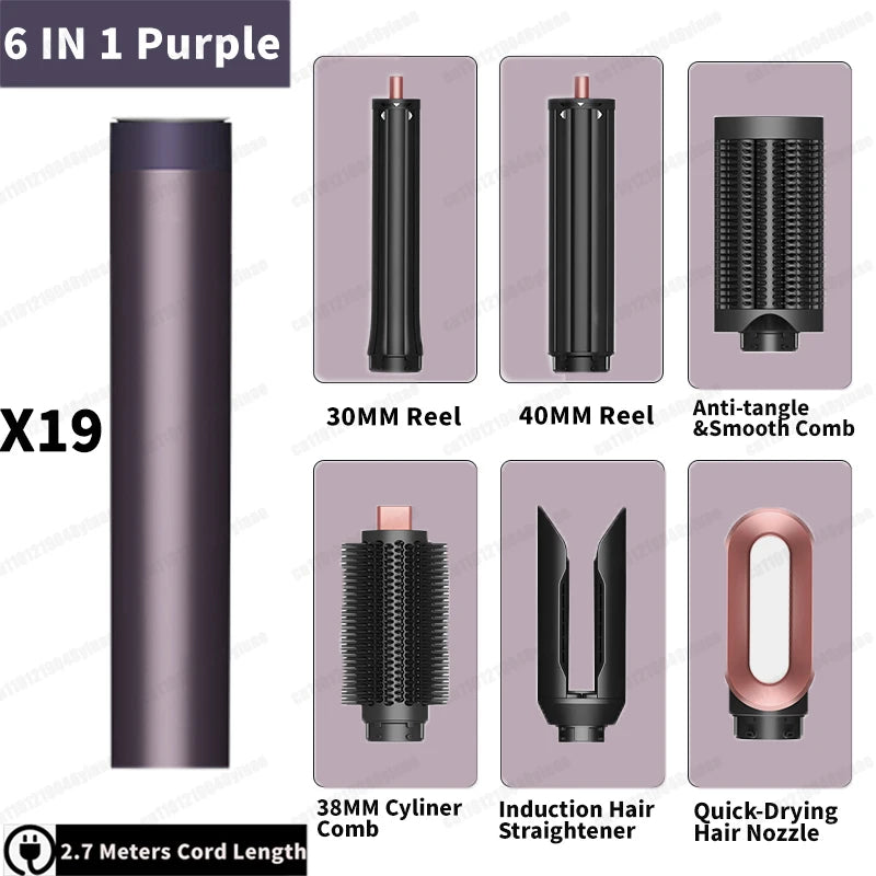 6-in-1 Air Styler & Hair Dryer Multi-Styler Set – Professional Coanda Airflow Curling, Straightening & Volumizing Tool