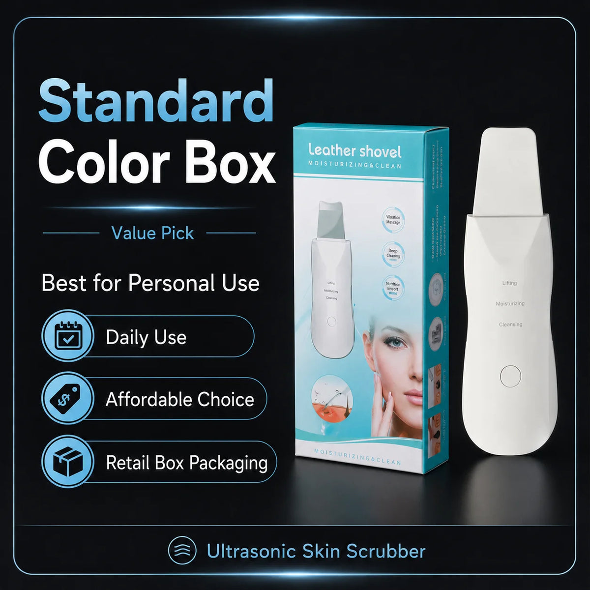 Ultrasonic Skin Scrubber – Pore Cleanser, Blackhead Remover & Facial Lifting Spatula