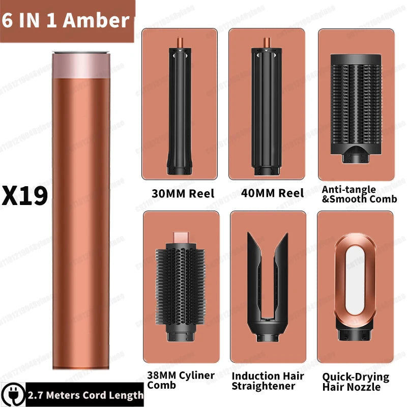 6-in-1 Air Styler & Hair Dryer Multi-Styler Set – Professional Coanda Airflow Curling, Straightening & Volumizing Tool