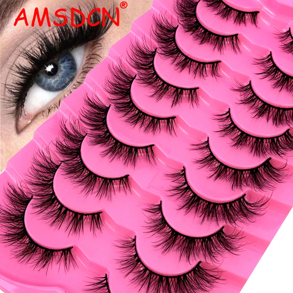 AMSDEN® 10 Pairs Dramatic Volume Faux Mink Eyelashes - Fluffy & Wispy False Lashes Bulk Pack