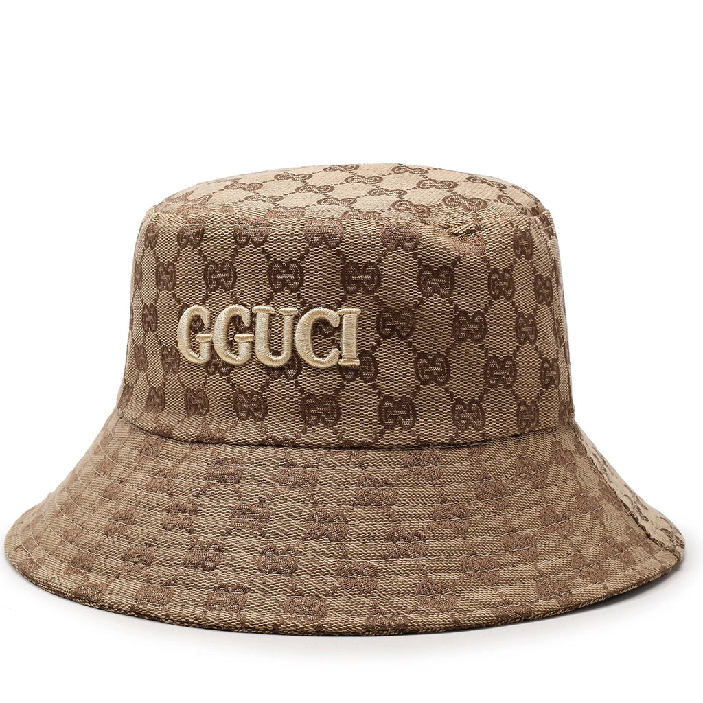 Luxury Monogram Jacquard Bucket Hat – 3D Embroidered Sun Fisherman Cap