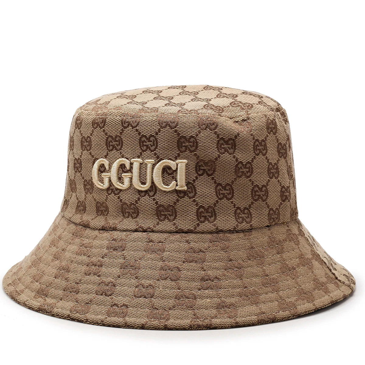 Luxury Monogram Jacquard Bucket Hat – 3D Embroidered Sun Fisherman Cap