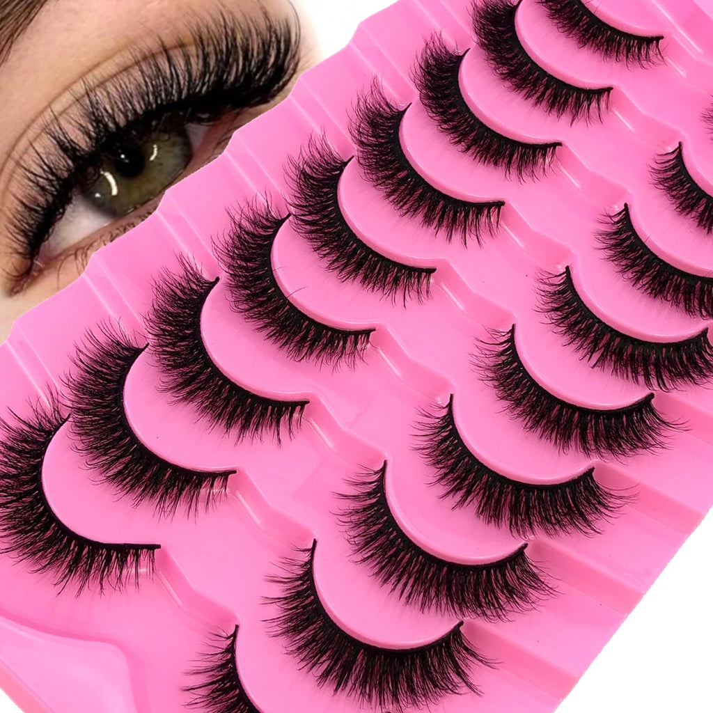 AMSDEN® 10 Pairs Dramatic Volume Faux Mink Eyelashes - Fluffy & Wispy False Lashes Bulk Pack