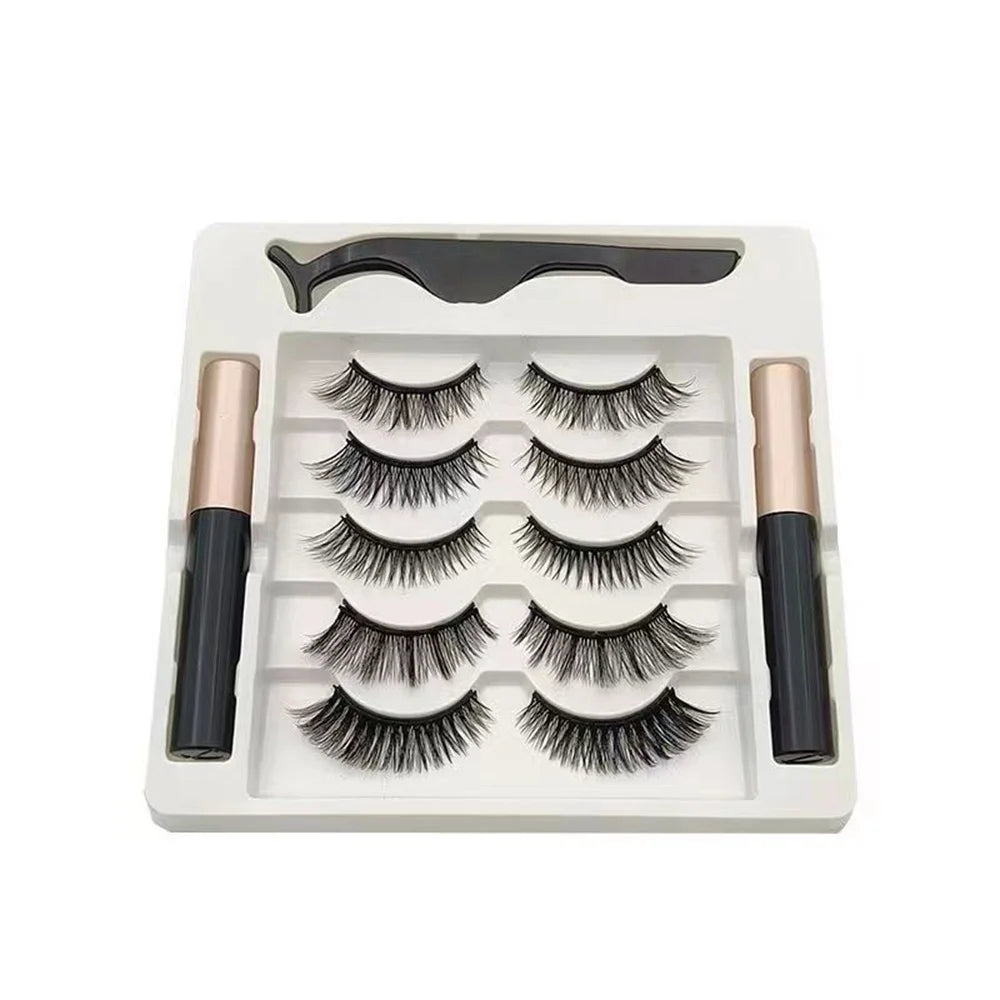 5 Pairs Magnetic Eyeliner and Eyelash Kit with Applicator - Natural & Voluminous Styles