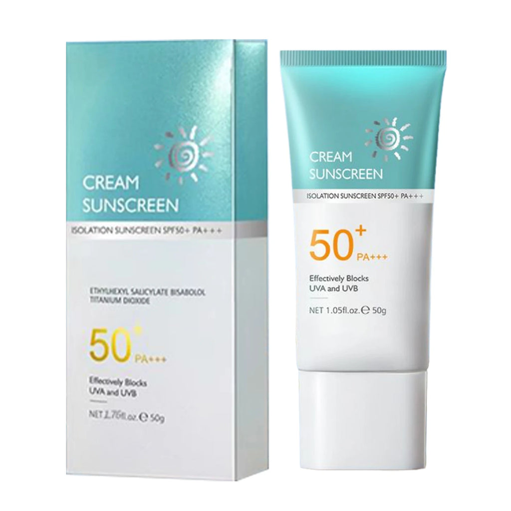 SPF50+ PA+++ Isolation Cream Sunscreen (50g) – Broad Spectrum UVA/UVB Daily UV Defense & Makeup Primer