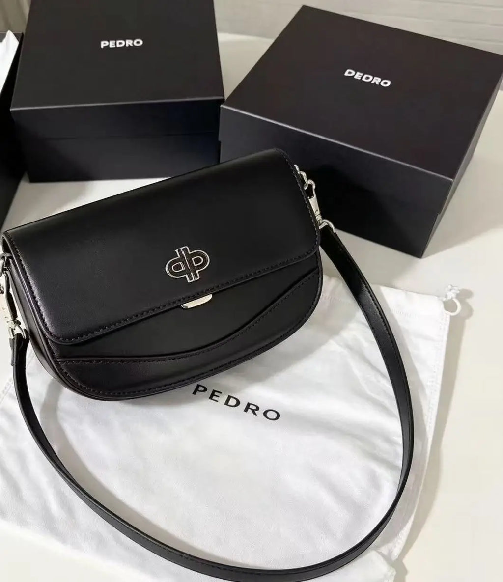 PEDRO Leather Shoulder Bag for Women – Minimalist Flap Crossbody Bag & Underarm Clutch Purse