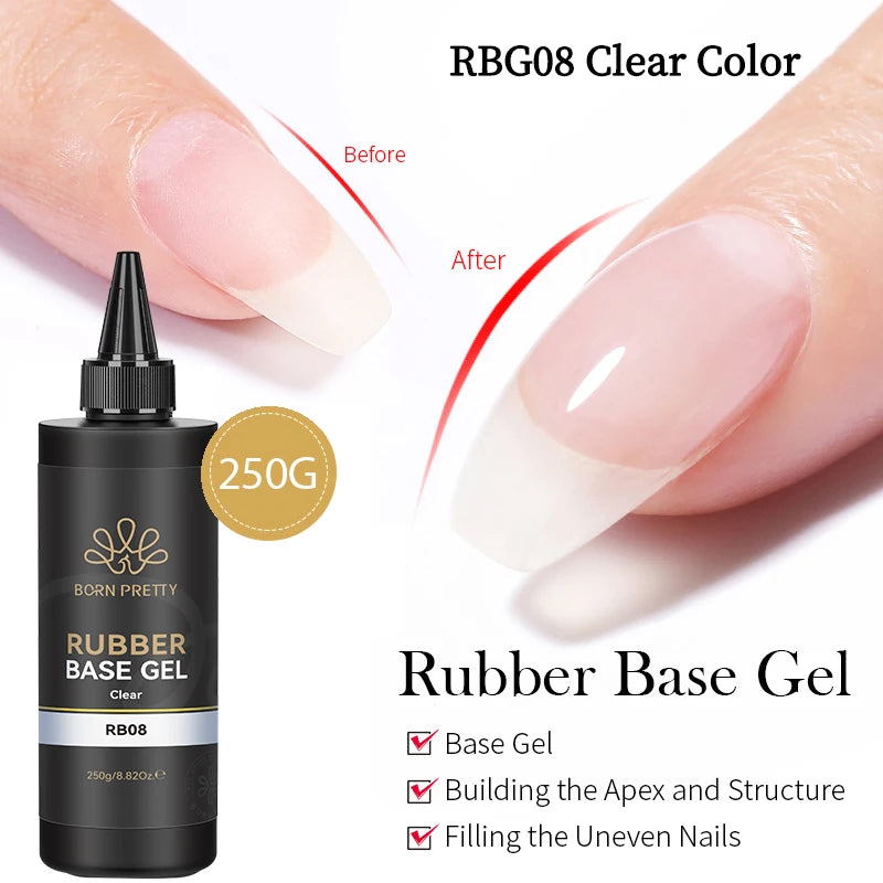 BORN PRETTY 250g Rubber Base Gel Refill – 2-in-1 Builder & Color Base Coat