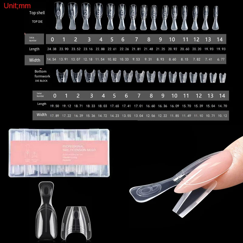 Sandwich Dual Forms Nail Extension Mold Kit - Multiple Shapes and Sizes