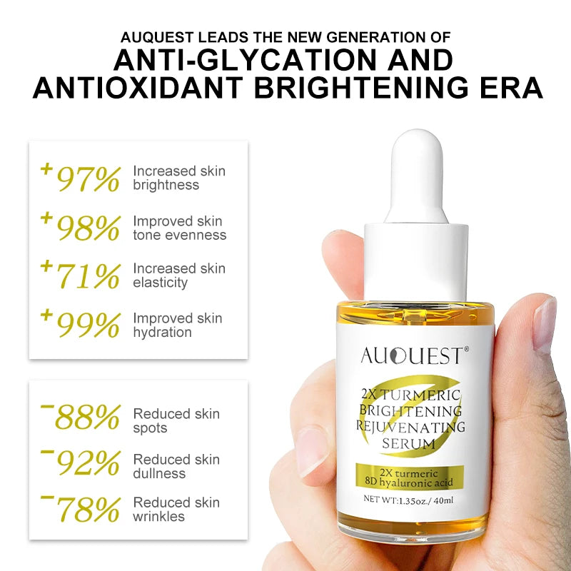 AUQUEST 2X Turmeric Brightening & Rejuvenating Serum – Dark Spot Corrector with 8D Hyaluronic Acid & Vitamin C (40ml)