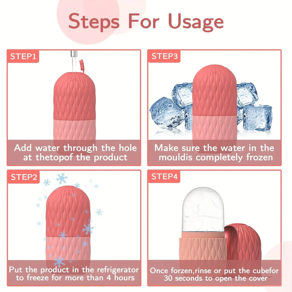 Silicone Ice Face Roller & Stainless Steel Gua Sha Set – Cryotherapy Facial Massager for Puffiness, Eye Edema & Jawline Sculpting