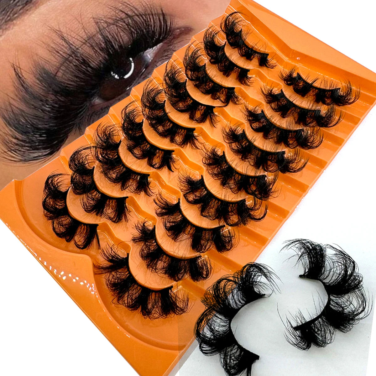 AMSDEN® 10 Pairs Dramatic Volume Faux Mink Eyelashes - Fluffy & Wispy False Lashes Bulk Pack
