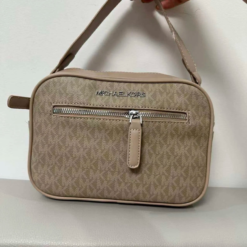 Michael Kors Signature Monogram Top-Handle Crossbody Camera Bag