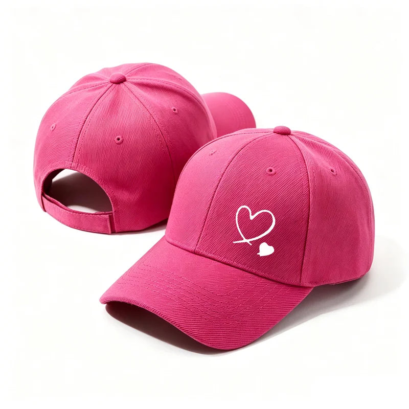 Minimalist Double Heart Embroidered Baseball Cap – Unisex Adjustable Cotton Dad Hat