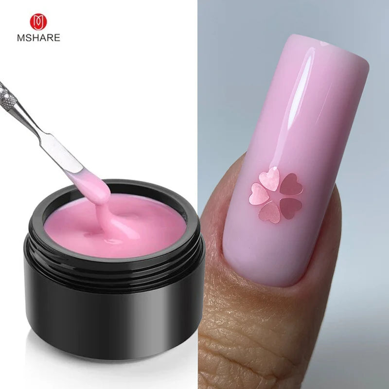 MSHARE Self-Leveling Builder Gel in a Jar – Medium Density Extension Gel for Nail Strengthening