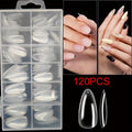 Soft Gel Almond Nail Tips Set – Clear Full Cover Press-On Nails with Thin Cuticle Edge