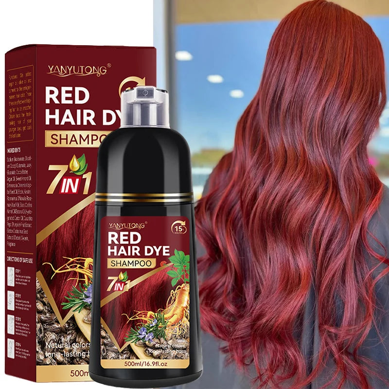 YANYUTONG 7-in-1 Natural Herbal Hair Dye Shampoo (500ml) – 15-Minute Long-Lasting Hair Color & Nourishing Care