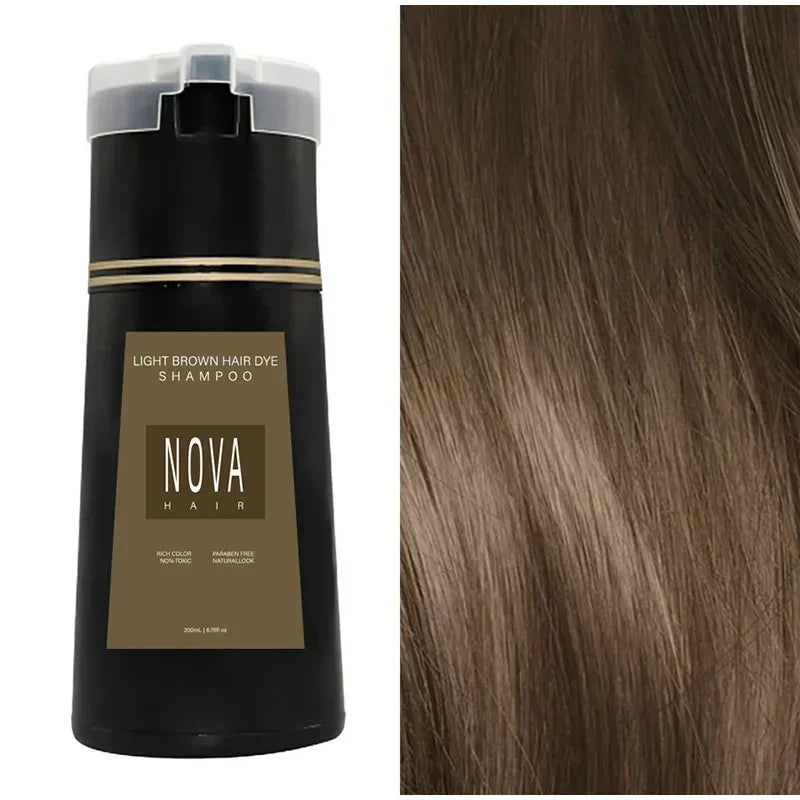 NOVA HAIR 200ml Herbal Hair Colouring Shampoo – Instant Gray Hair Coverage & Natural Shine