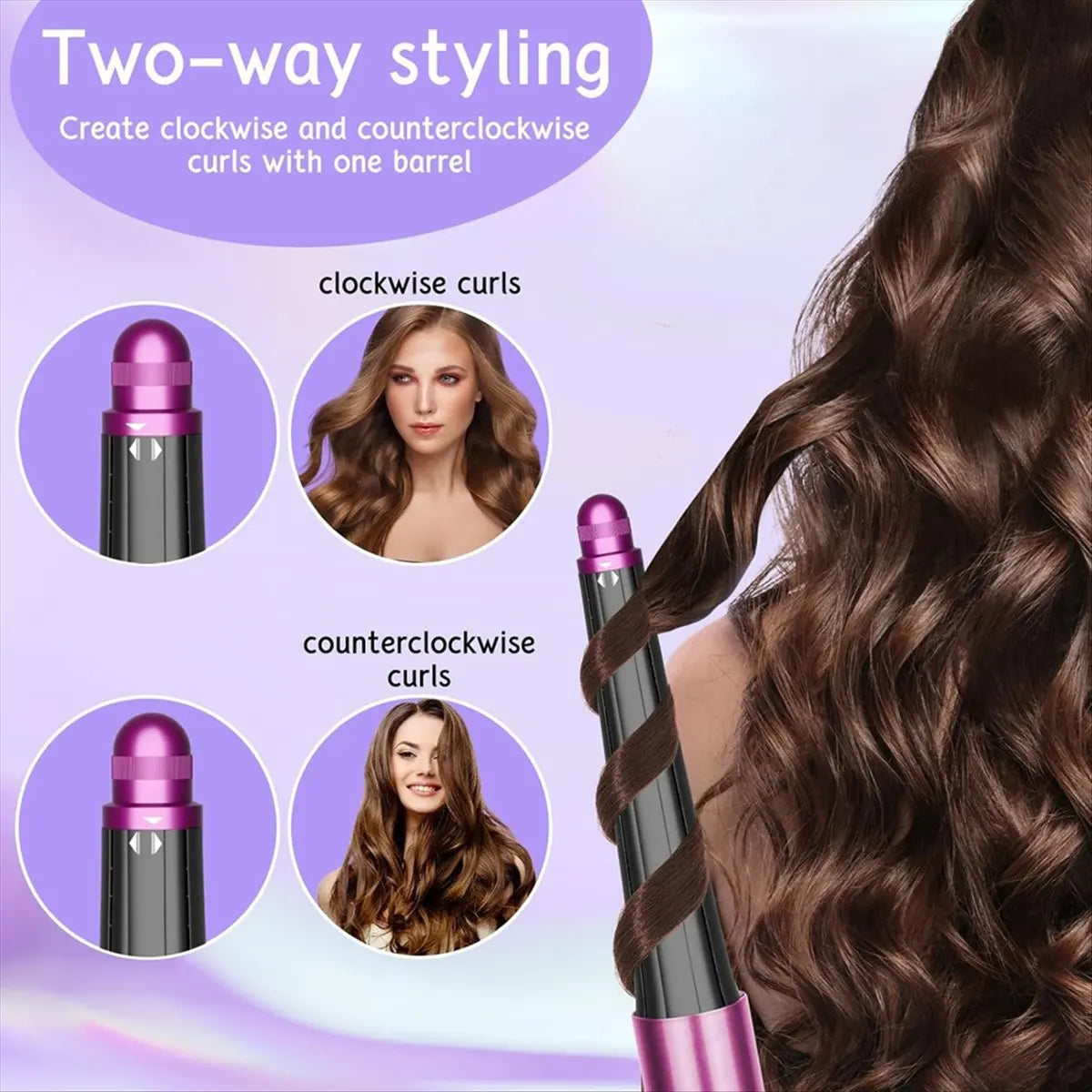 Multi-Function Hair Dryer Adapter Set – Airwrap Barrel, Volumizing Round Brush & 360° Magnetic Adapter