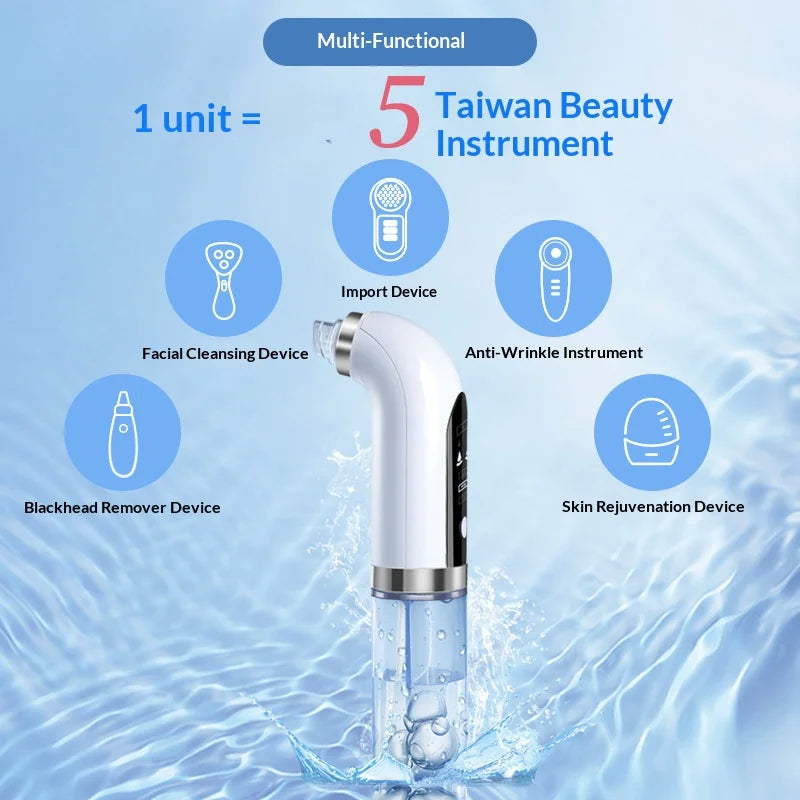 Hydro Facial Micro-Bubble Blackhead Remover – 5-in-1 Water Cycle Pore Cleaner & Oxygen Infusion Device