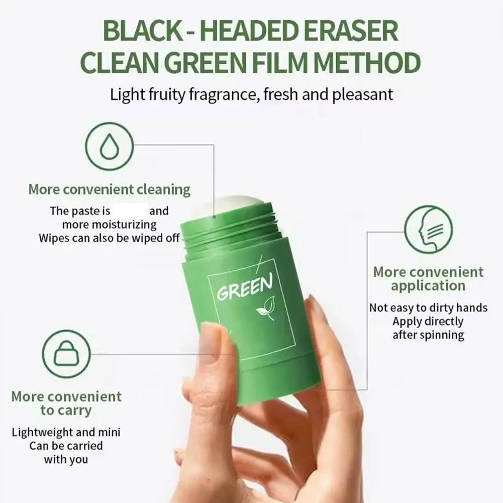 Green Tea Purifying Clay Mask Stick – Deep Cleansing Pore Minimizer & Blackhead Remover for Oily Skin