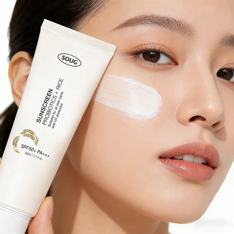 SOUG Rice + Probiotics Sunscreen SPF50+ PA+++ (50ml) – Daily Hydrating Broad Spectrum UV Sun Protection for Face & Body