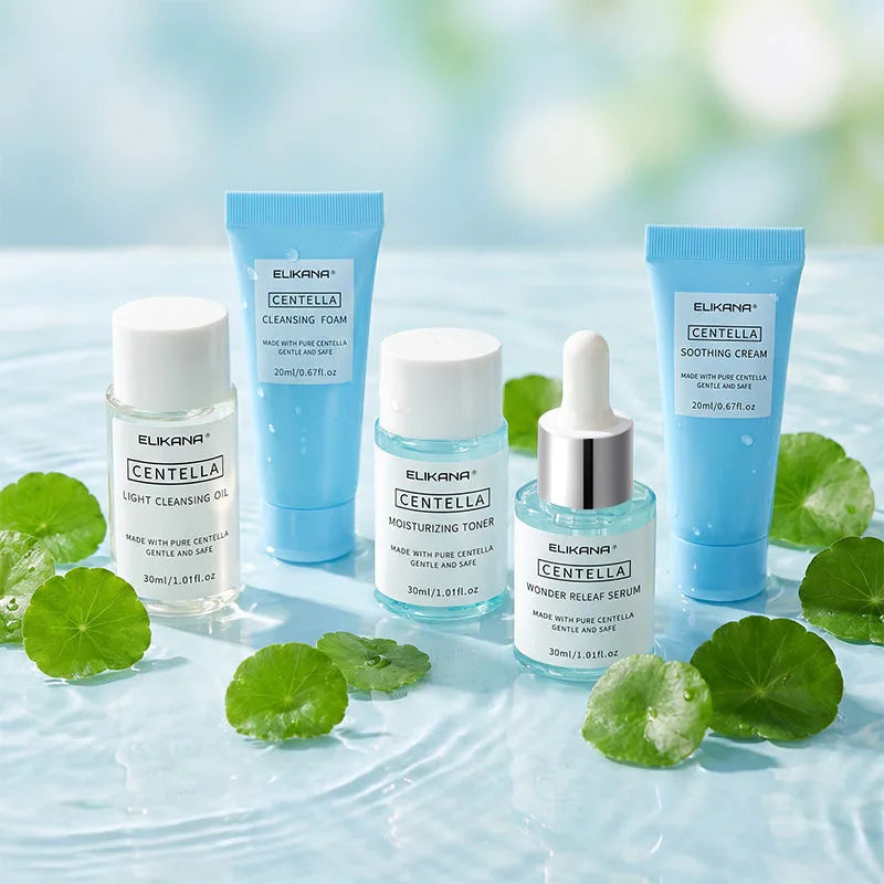 ELIKANA Centella Hyalu-Cica Travel Kit – 5-Piece Soothing & Deep Hydration Skincare Set