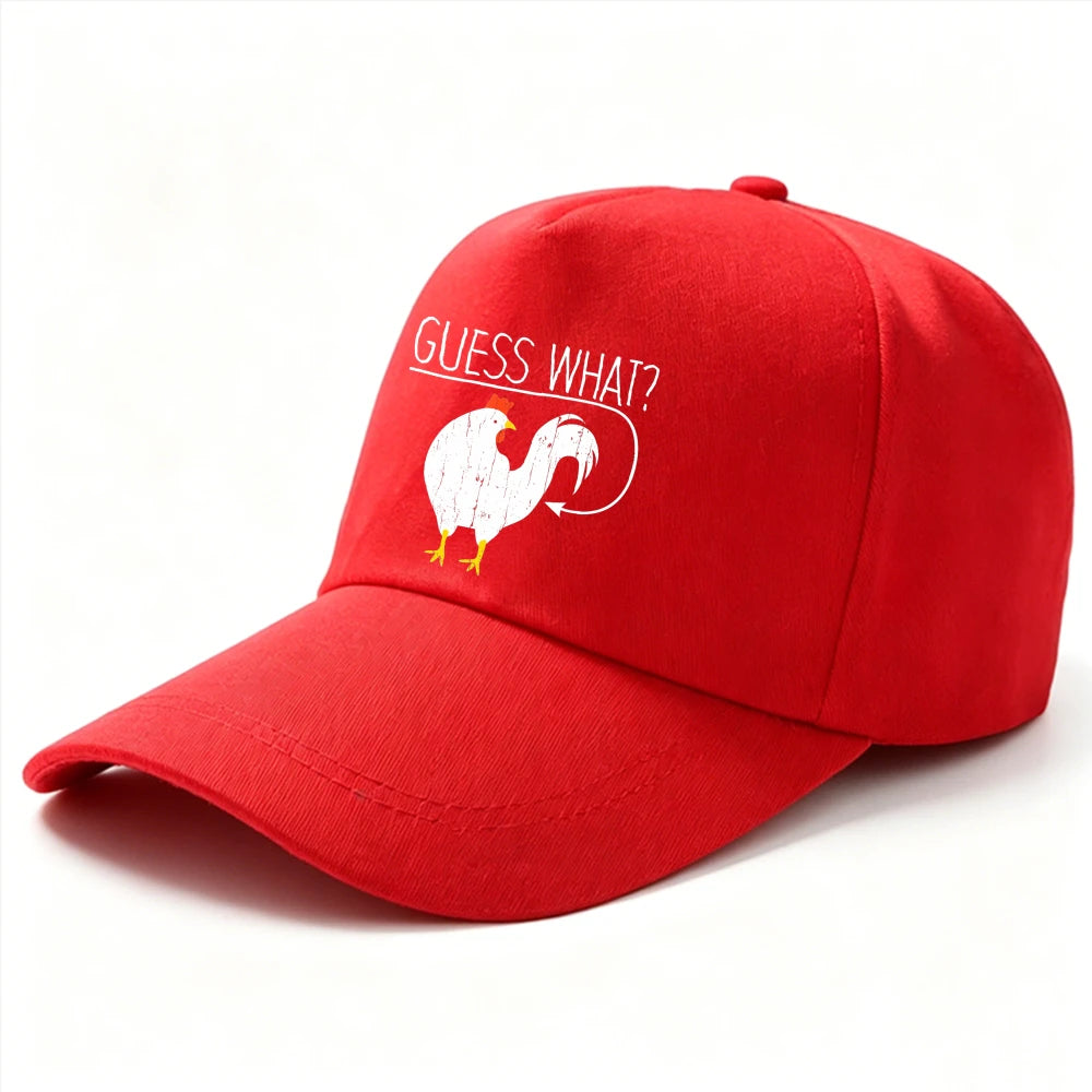 Guess What? Chicken Butt Funny Graphic Baseball Cap – Adjustable Cotton Dad Hat