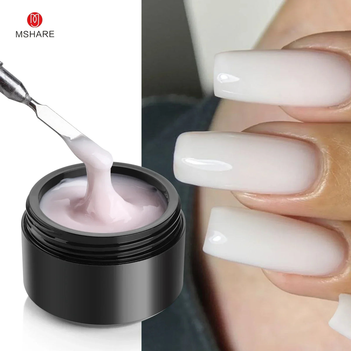 MSHARE Self-Leveling Builder Gel in a Jar – Medium Density Extension Gel for Nail Strengthening