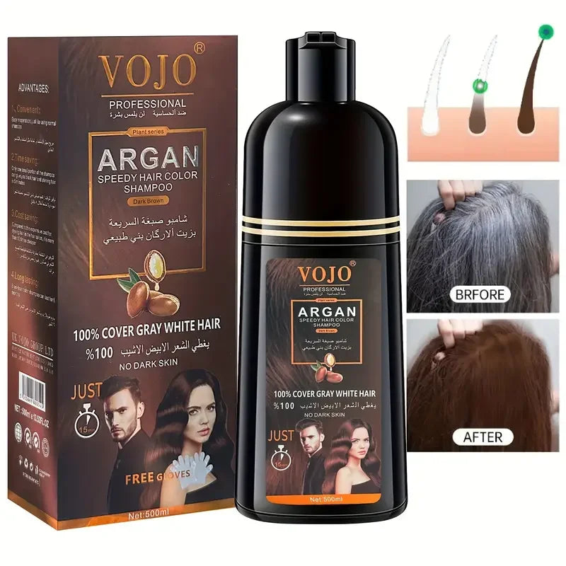 VOJO Professional 500ml Argan Speedy Hair Color Shampoo – Instant Gray Hair Coverage