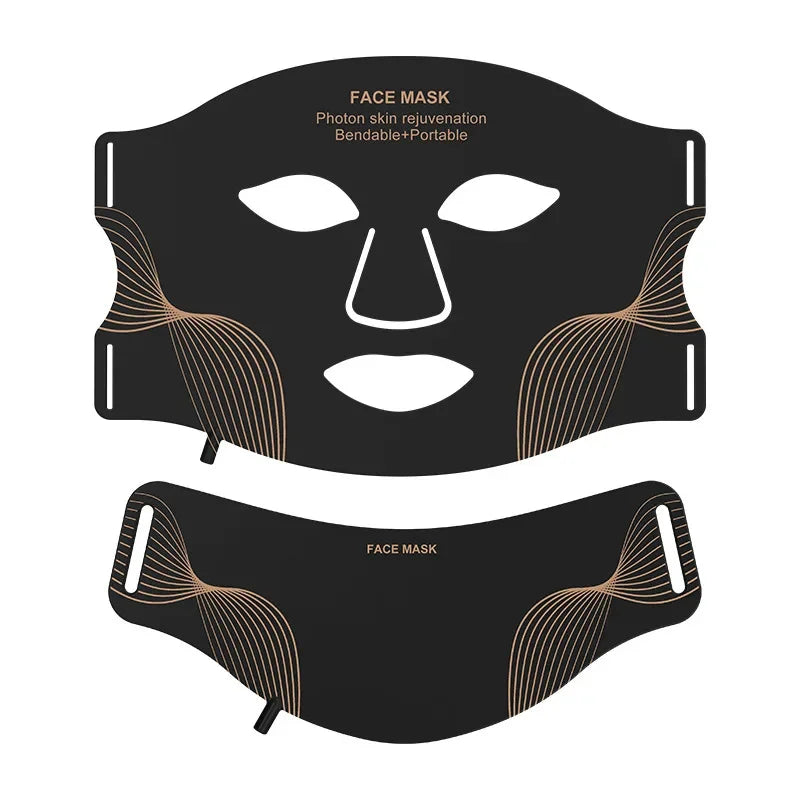 7-Color LED Face and Neck Mask Light Therapy – Cordless Silicone Photon Therapy Device with 309 LED Chips for Anti-Aging & Acne