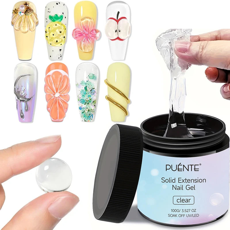 4-in-1 Fiberglass Nail Extension Gel – Clear Builder Gel for Broken Nail Repair & Natural Nail Reinforcement (100g)