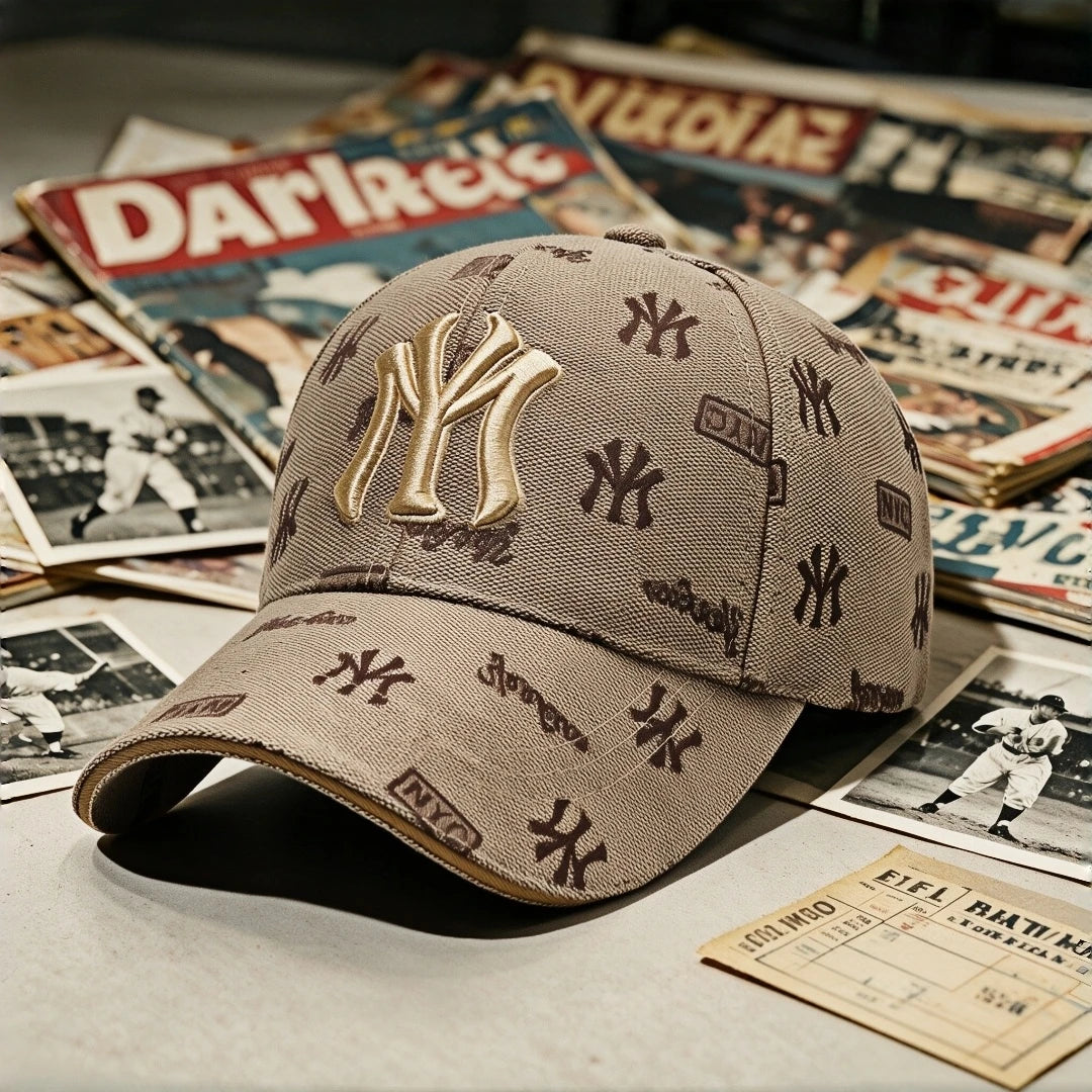 Vintage NY Monogram Embroidered Baseball Cap – Unisex Jacquard Streetwear Dad Hat
