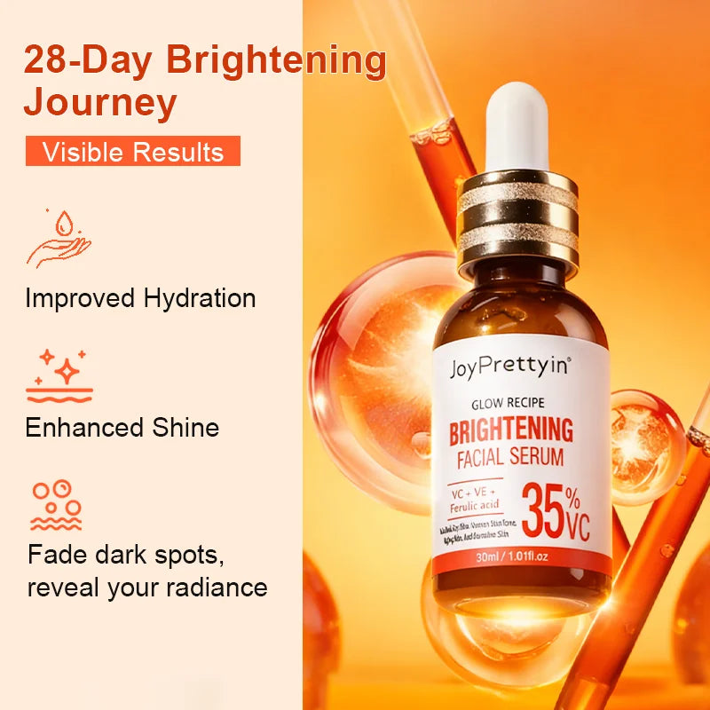 JoyPrettyin 35% Vitamin C Brightening Facial Serum – Dark Spot Corrector & Anti-Aging Face Serum with Vitamin E & Ferulic Acid (30ml / 1.01 fl oz)