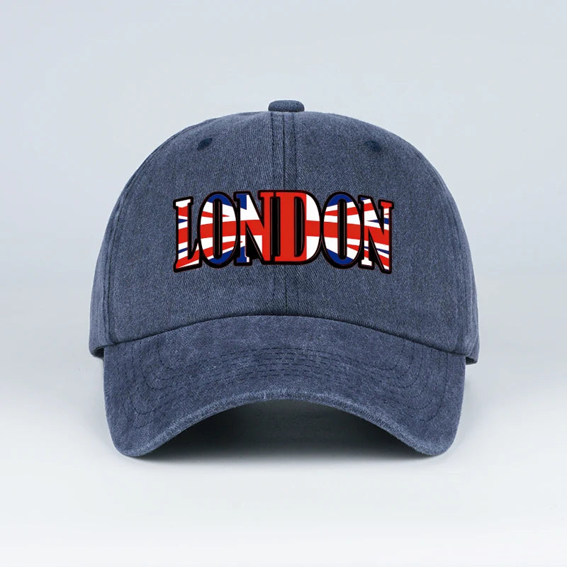 Vintage Washed Cotton London Union Jack Baseball Cap – Unisex Streetwear Dad Hat