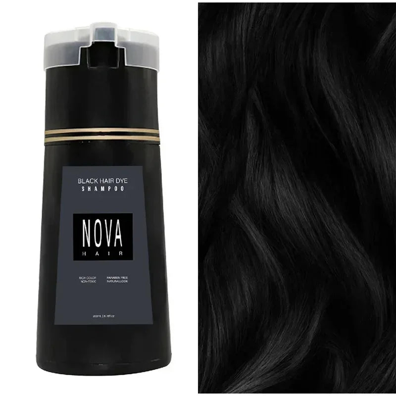 NOVA HAIR 200ml Herbal Hair Colouring Shampoo – Instant Gray Hair Coverage & Natural Shine