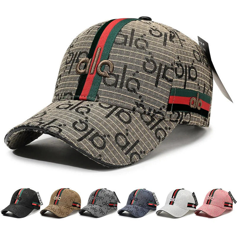Designer Jacquard Striped Baseball Cap – Unisex 3D Embroidered Luxury Streetwear Hat