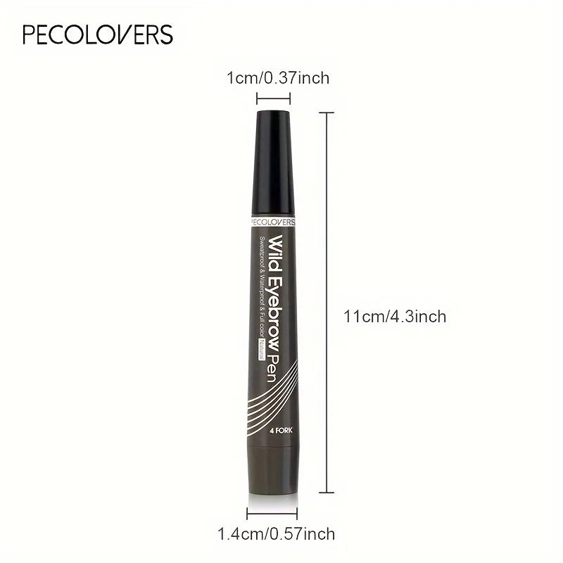 PECOLOVERS Wild Eyebrow Pen - 4-Fork Microblading Tattoo Tint & Waterproof Liquid Brow Pencil