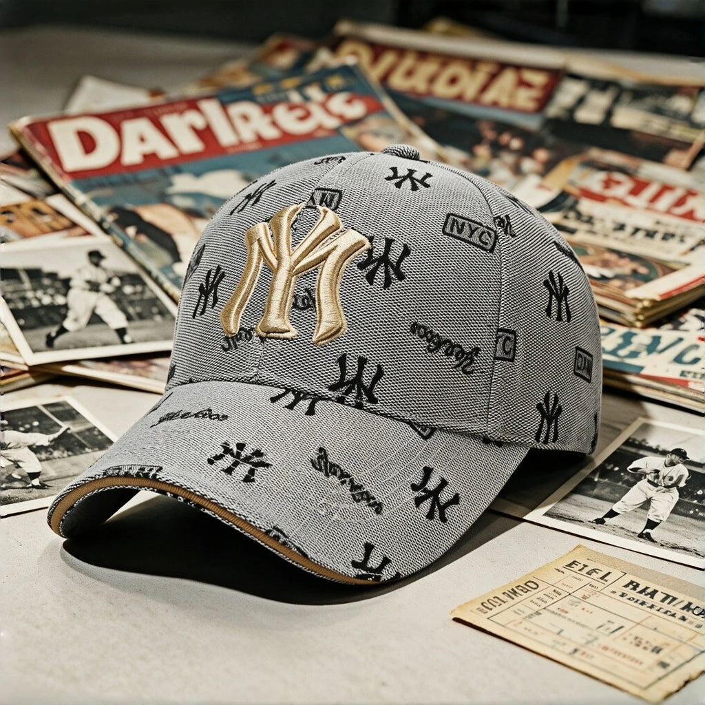 Vintage NY Monogram Embroidered Baseball Cap – Unisex Jacquard Streetwear Dad Hat