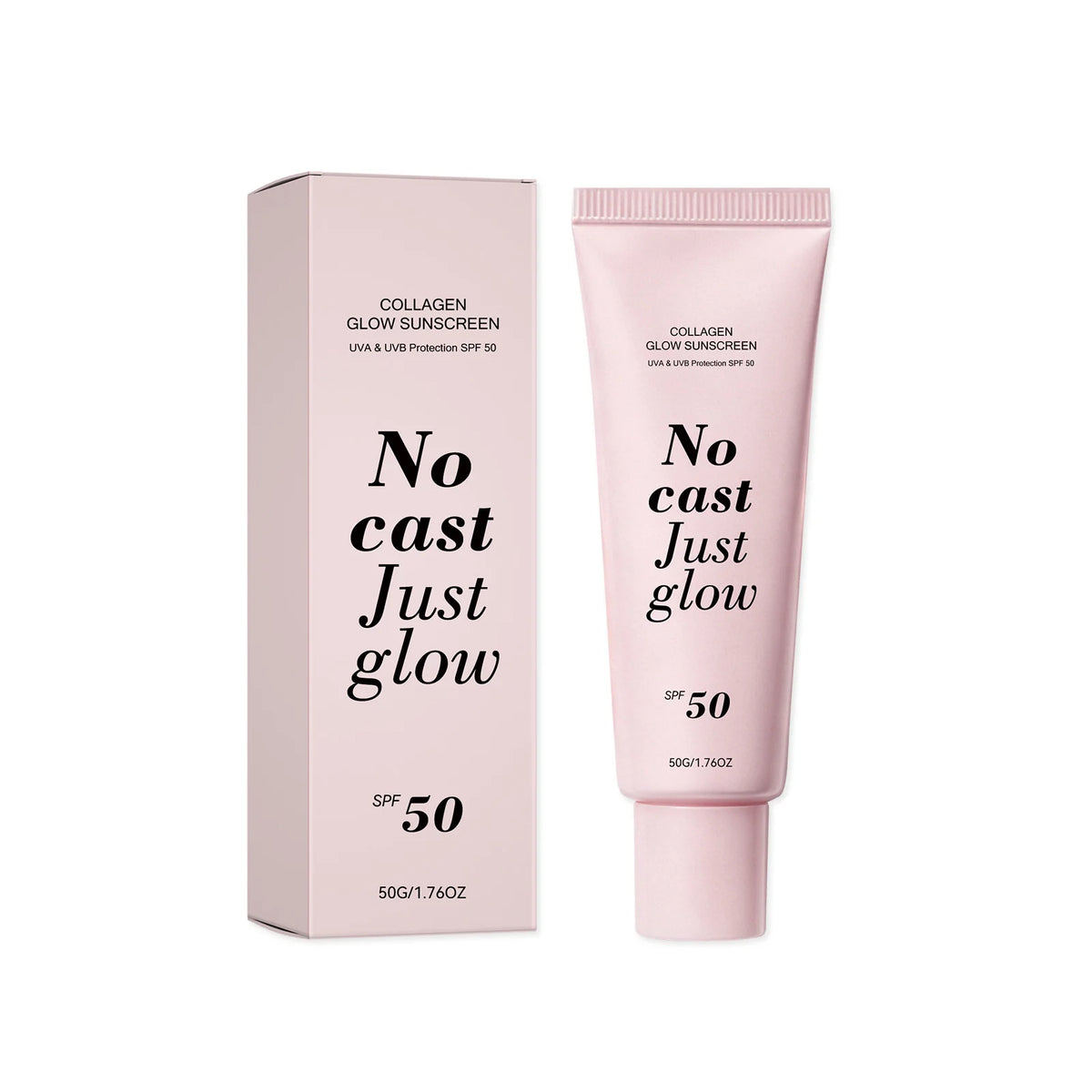Collagen Glow Sunscreen SPF 50 (50g) – "No Cast Just Glow" Hydrating Daily Sun Cream with Centella Asiatica & Panthenol