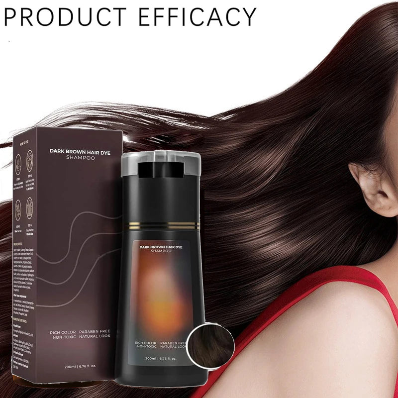 POLAR Hair Care 200ml Herbal Hair Dye Shampoo – 10-Minute Instant Grey Coverage & Nourishing Color