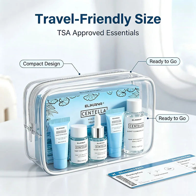 ELIKANA Centella Hyalu-Cica Travel Kit – 5-Piece Soothing & Deep Hydration Skincare Set