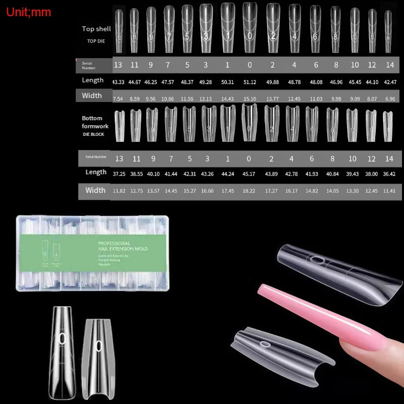 Sandwich Dual Forms Nail Extension Mold Kit - Multiple Shapes and Sizes