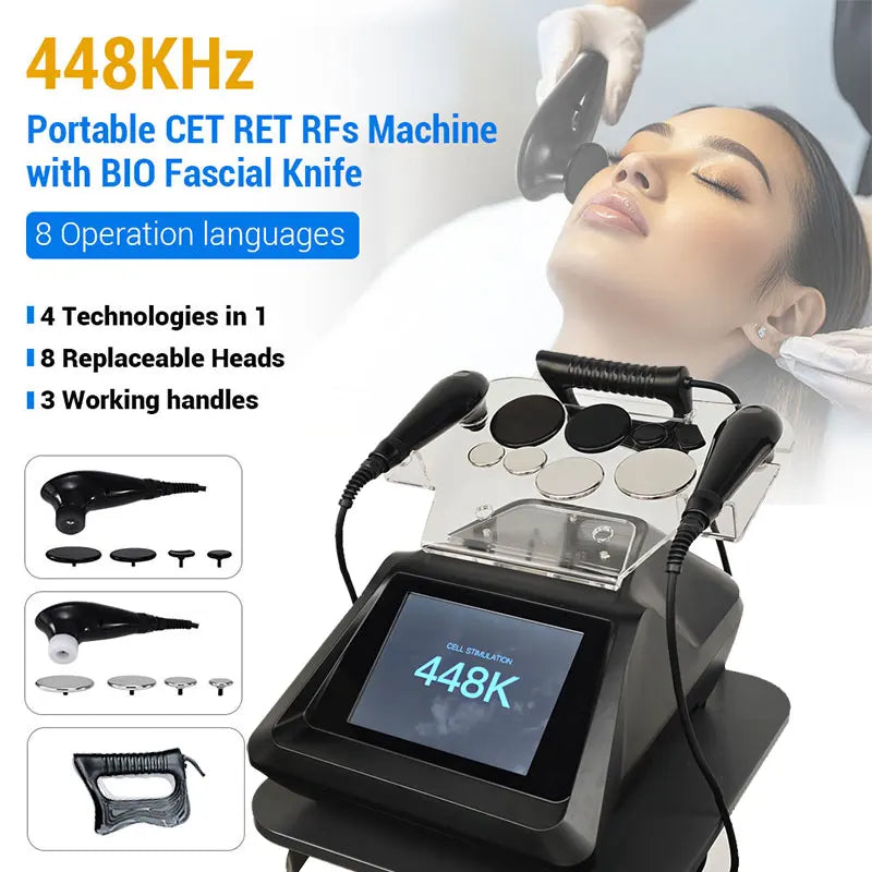Professional 448KHz Portable CET RET RF System with BIO Fascial Knife - Multi-Language