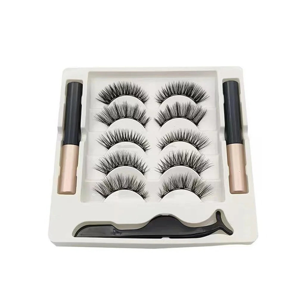 5 Pairs Magnetic Eyeliner and Eyelash Kit with Applicator - Natural & Voluminous Styles