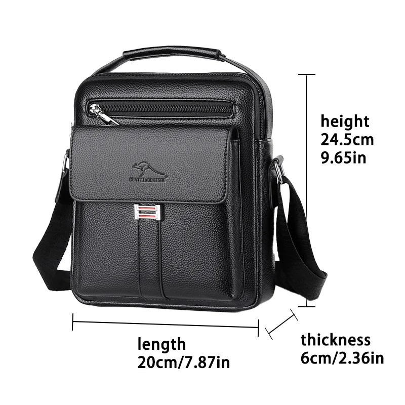 Men's Leather Crossbody Shoulder Bag – Classic Top-Handle Messenger Bag for Daily Business & Travel